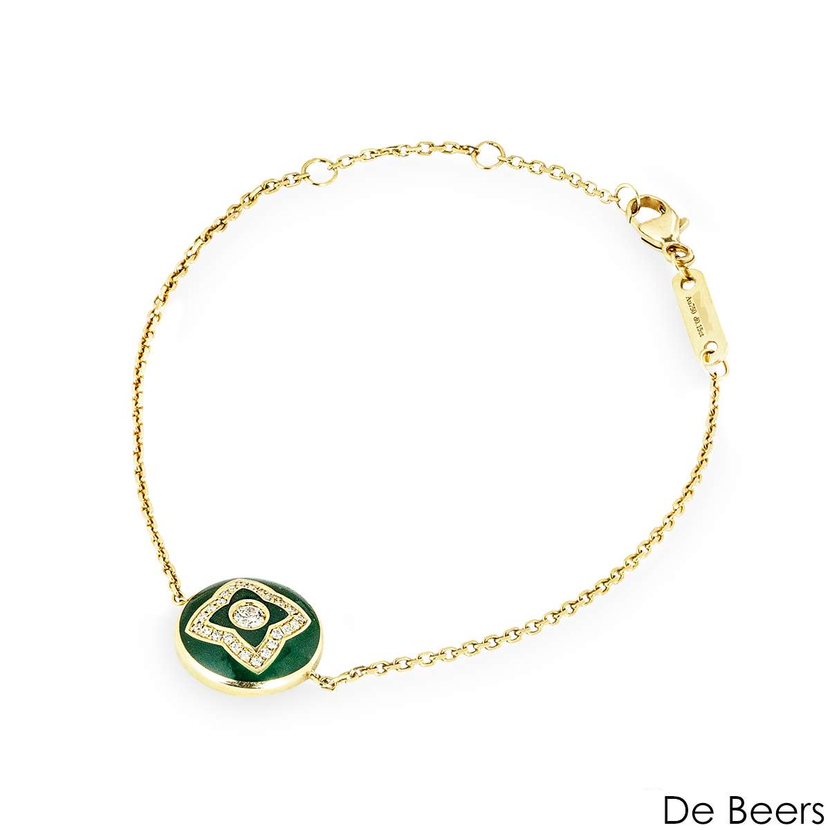 De Beers Yellow Gold Enchanted Lotus Green Enamel Bracelet B1032680018 De Beers Yellow Gold Enchanted Lotus Green Enamel Bracelet B1032680018